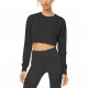 Black Madam Casual Long Sleeve Top Exercise Running