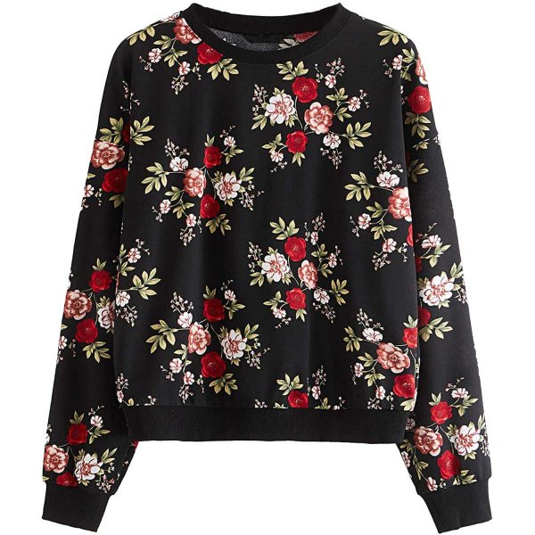 Floral-black Women Beautiful Sweatshirts Suitable For Winter