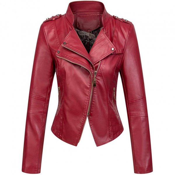 Dark Red Lady Beautiful Jackets Casual style