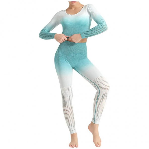 B-green Women Formal Yoga Clothes Set Breathable Fitness Sport Suit