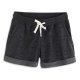 Black Melange Ladies Vintage Shorts Relaxed Knee Pants For Summer Beach