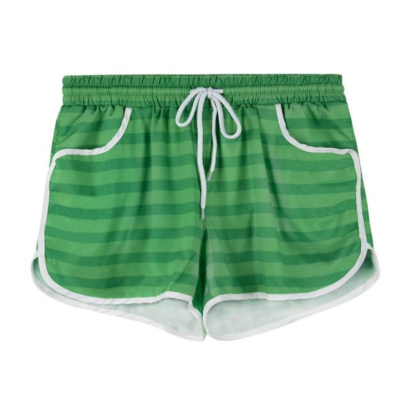 Green Stripe Madam Beautiful Shorts Refreshing Breeches For Women