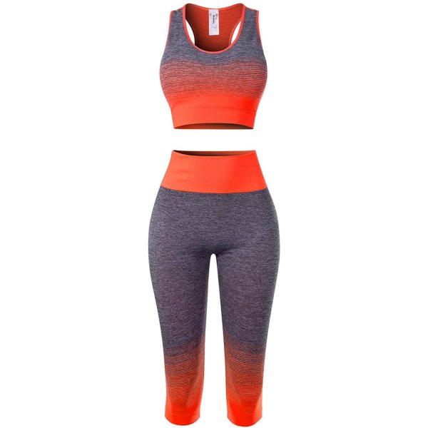 A Neon Coral Madam Casual Yoga Clothes Set Casual For Women Sport Clothing