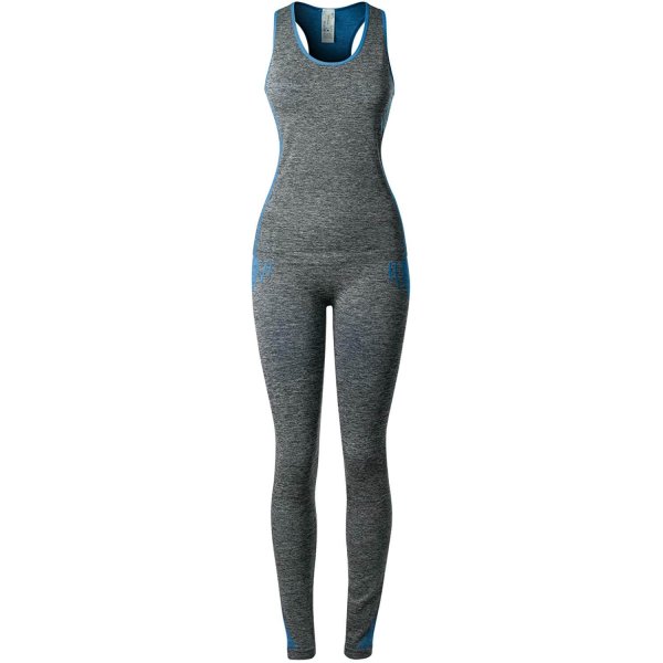 B Grey/ Royal Blue Madam Casual Yoga Coordinates Breathable For Running Sport